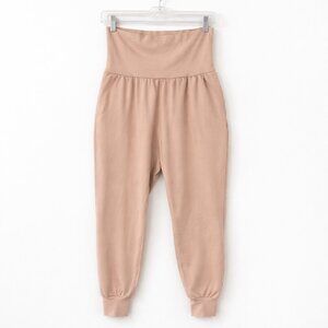 Pact Organic Cotton Foldover Waist Jogger Pants Bottoms Loungewear Beige Medium